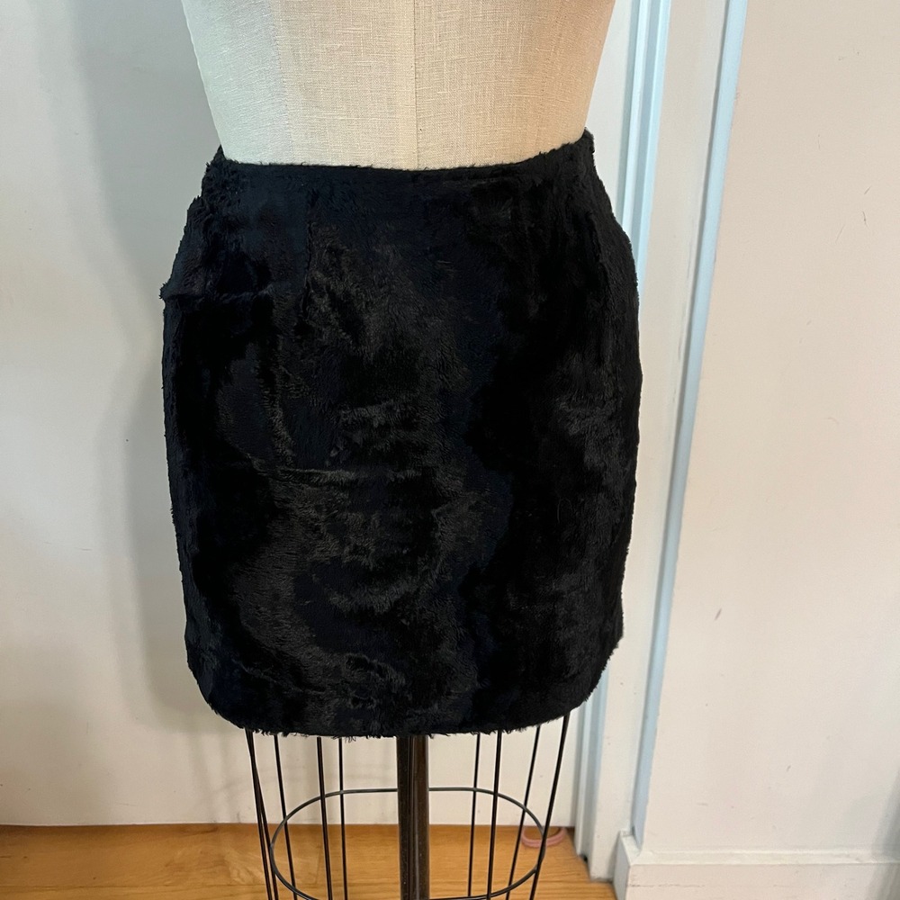 Rare VTG REGINA RUBENS Y2K Mob Wife Faux Fur Mini Skirt Size 4 (36)